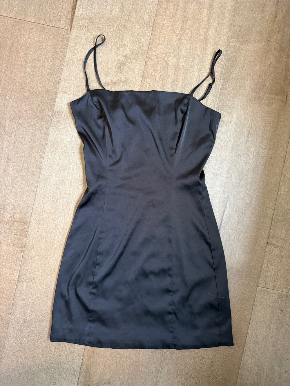 Vintage Sunday Best black satin mini dress